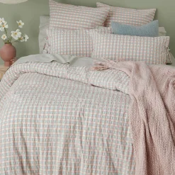 Leah Quilt Cover - Blush/Sage Check