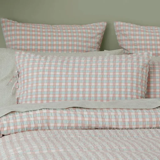 Leah Quilt Cover - Blush/Sage Check