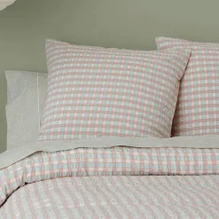 Leah Quilt Cover - Blush/Sage Check
