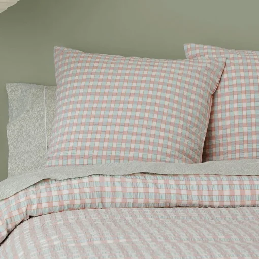 Leah Quilt Cover - Blush/Sage Check