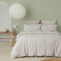 Leah Quilt Cover - Blush/Sage Check