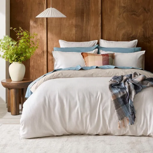 Levi Reversible Brushed Cotton Quilt Cover - Oat