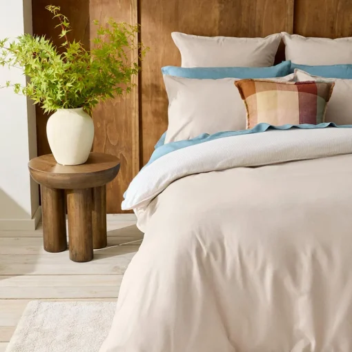 Levi Reversible Brushed Cotton Quilt Cover - Oat