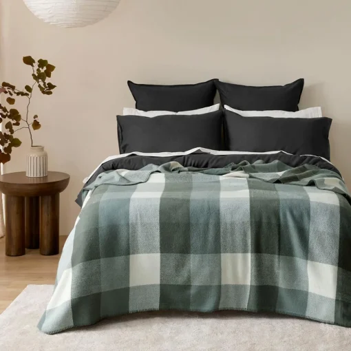 Lincoln Check Blanket - Green/Ivory