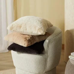 Luxury Faux Fur Cushion - Stone