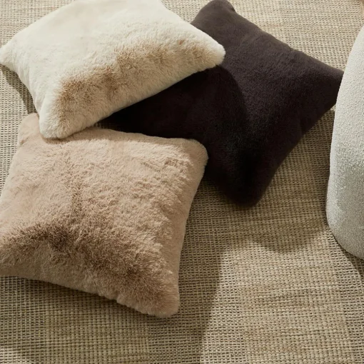 Luxury Faux Fur Cushion - Stone