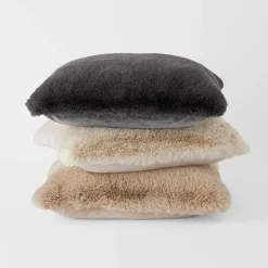 Luxury Faux Fur Cushion - Stone