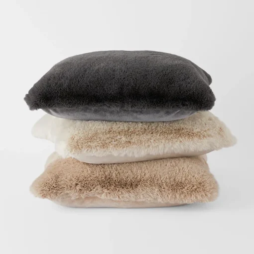 Luxury Faux Fur Cushion - Stone