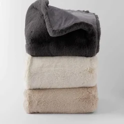 Luxury Faux Fur Throw - Silver