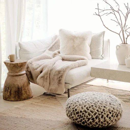 Luxury Faux Fur Throw - Silver