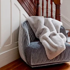 Luxury Faux Fur Throw - Silver