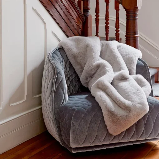 Luxury Faux Fur Throw - Silver