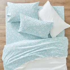 Maeva Flannelette Sheet Set - Soft Blue Floral