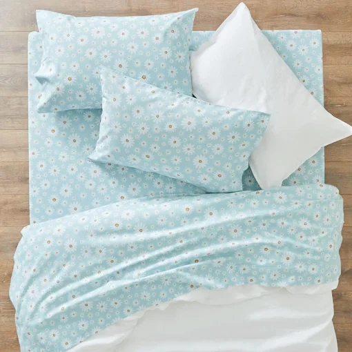 Maeva Flannelette Sheet Set - Soft Blue Floral