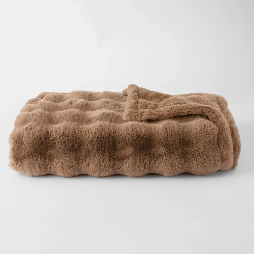 Malmo Faux Fur Throw - Pumice