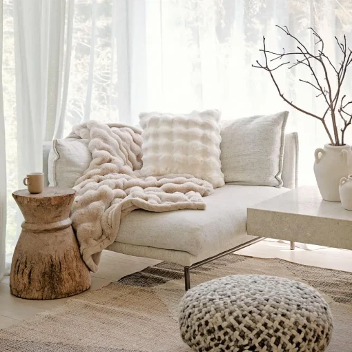 Malmo Faux Fur Throw - Pumice