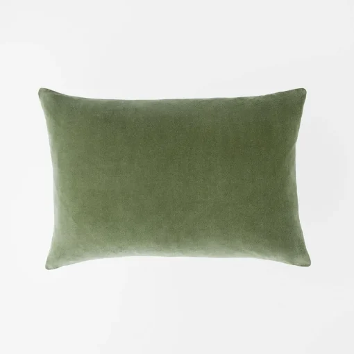 Meera Velvet Linen Cushion - Olive Green