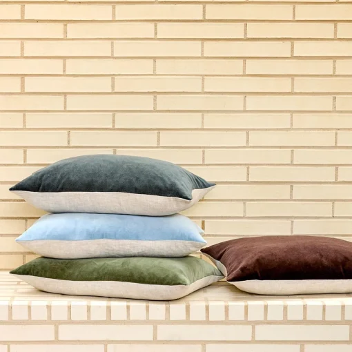 Meera Velvet Linen Cushion - Olive Green