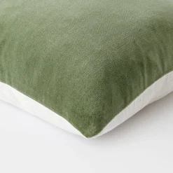 Meera Velvet Linen Cushion - Olive Green