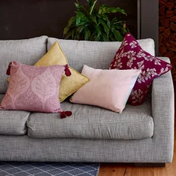 Meera Velvet Linen Cushion - Olive Green