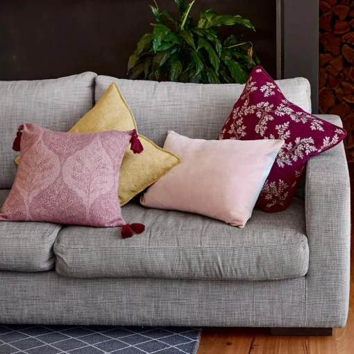 Meera Velvet Linen Cushion - Olive Green