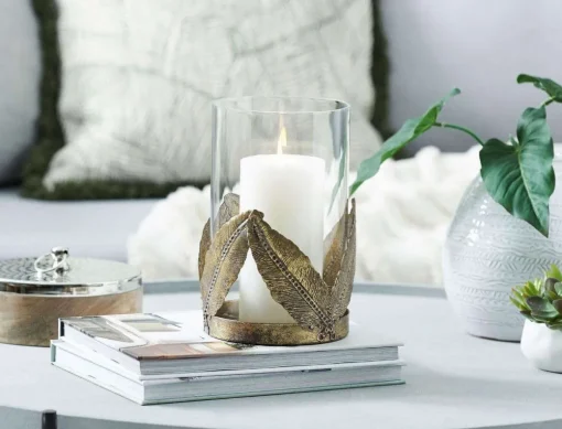 Metal Leaves Candle Holder