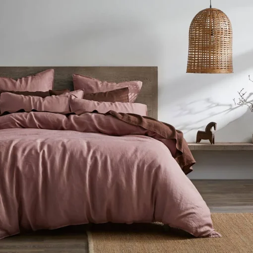 Milano Linen Quilt Cover - Rose