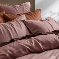 Milano Linen Quilt Cover - Rose