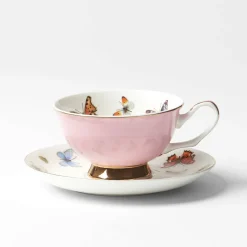 Miss Butterflies Teacup And Saucer - Pink
