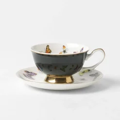 Miss Butterflies Teacup And Saucer - Black