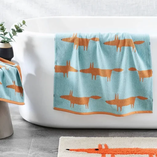 Mr Fox Towel - Light Blue