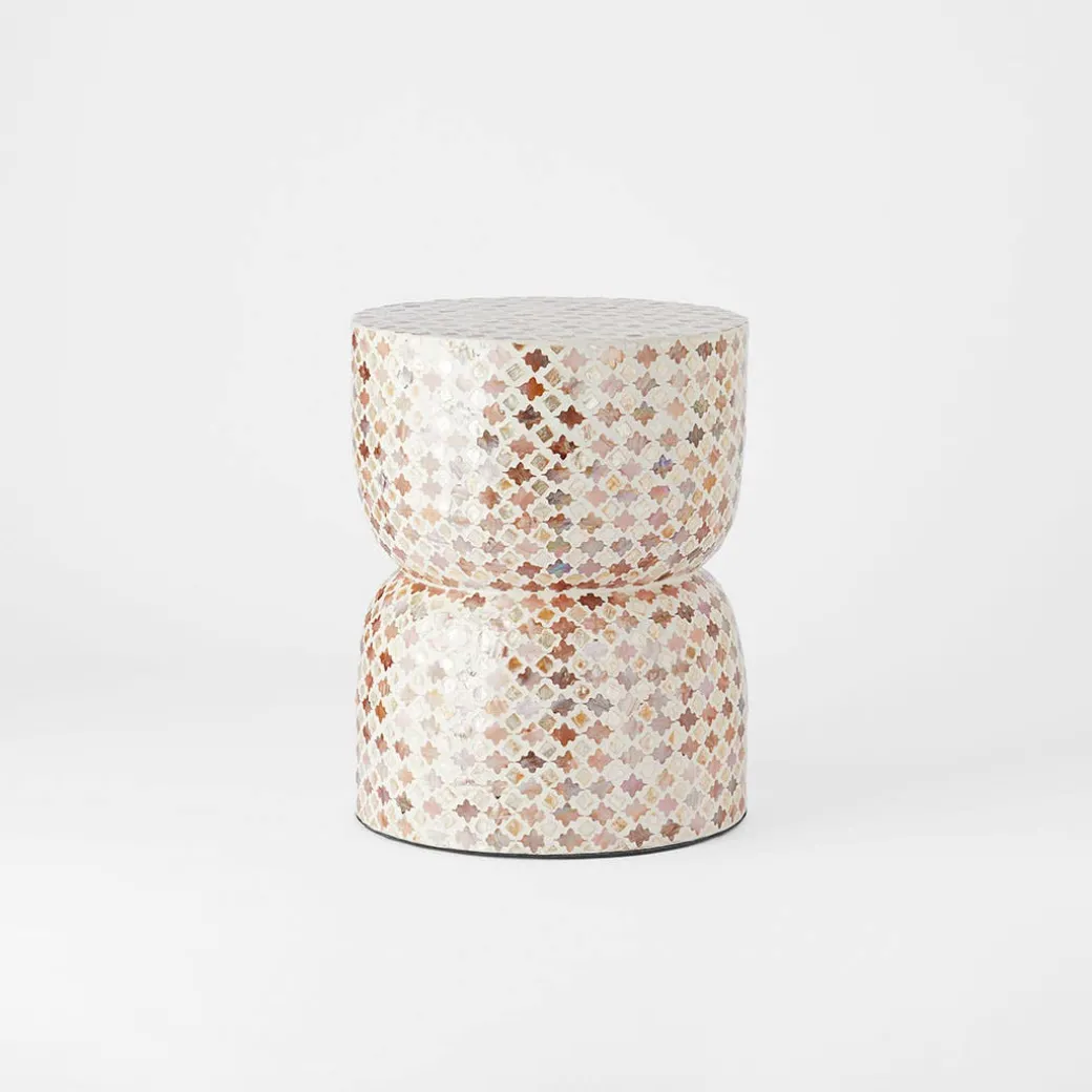 Nyra Shell Inlay Stool - Pink