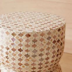 Nyra Shell Inlay Stool - Pink