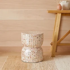 Nyra Shell Inlay Stool - Pink