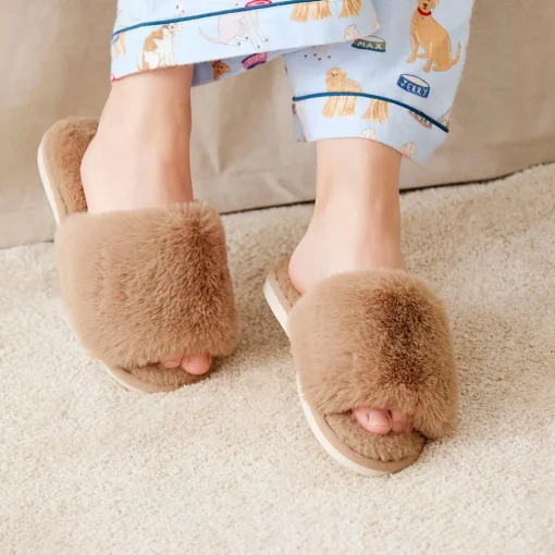 Open Toe Fur Slide - Emerald