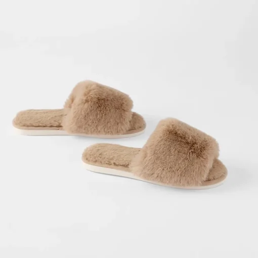 Open Toe Fur Slide - Emerald