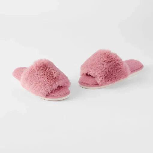 Open Toe Fur Slide - Emerald