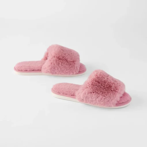 Open Toe Fur Slide - Emerald