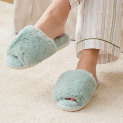 Open Toe Fur Slide - Emerald