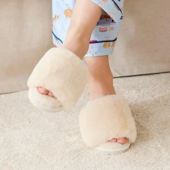 Open Toe Fur Slide - Emerald