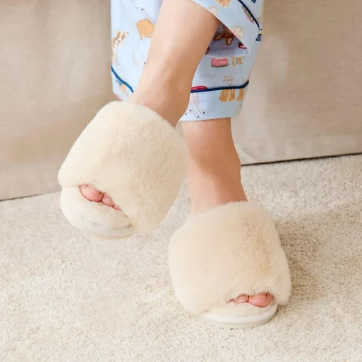 Open Toe Fur Slide - Emerald