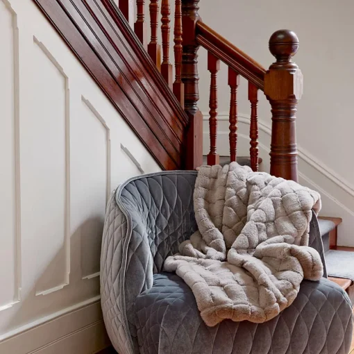 Sable Faux Fur Throw - Dove Grey