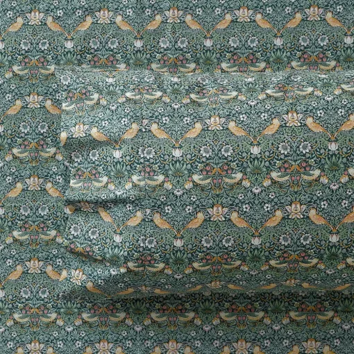 Strawberry Thief Cotton Sheet Set - Navy