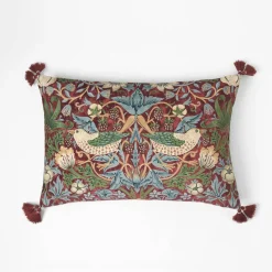 Strawberry Thief Cushion - Crimson/Slate