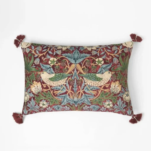 Strawberry Thief Cushion - Crimson/Slate