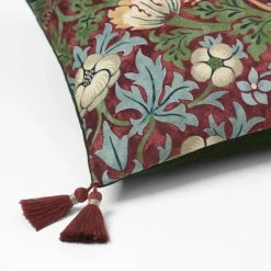 Strawberry Thief Cushion - Crimson/Slate