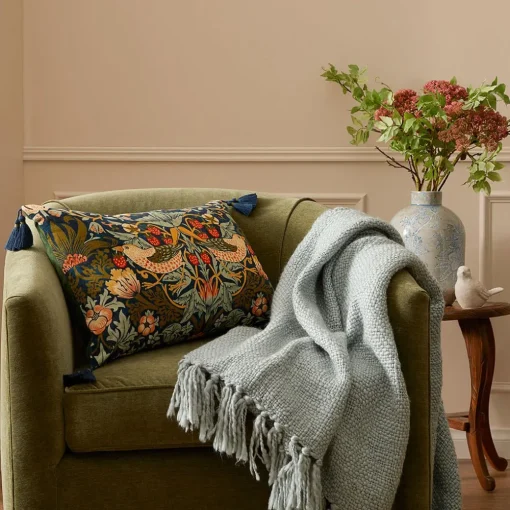 Strawberry Thief Cushion - Indigo