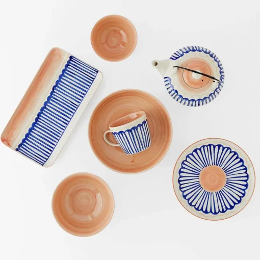 Tondo Low Bowl - Blue/White