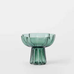 Verity Glass Pedestal Bowl Small - Green