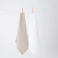 Waffle Tea Towel Set Of 2 - Oatmeal
